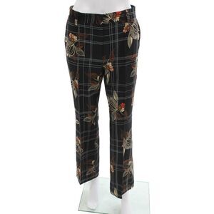 Ottod Ame Womens Dress Pants Black Plaid Button Polyester Size 6